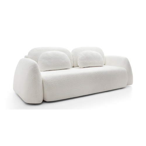 Sofa rozkładana Monsoon z pojemnikiem, biała, boucle