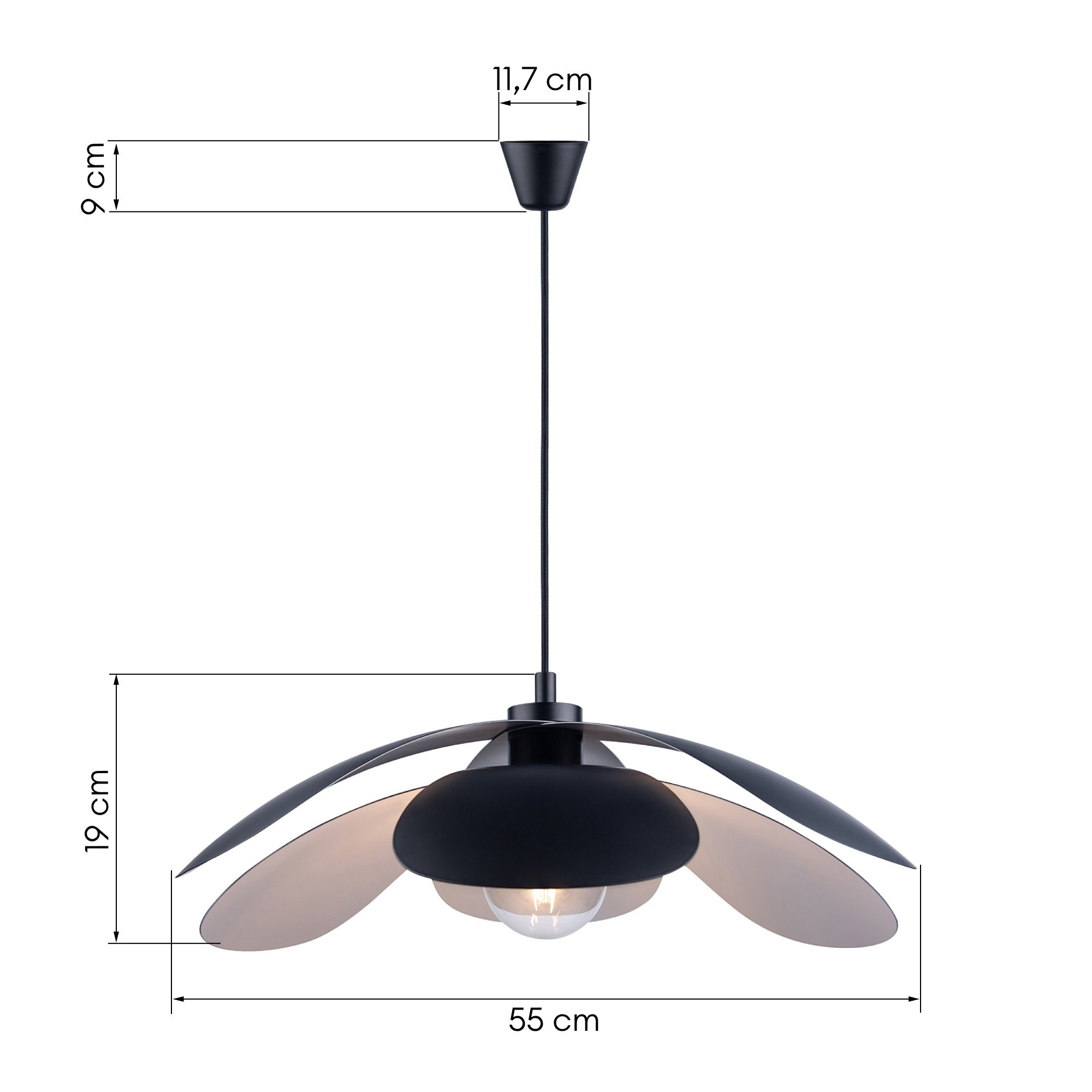 Lampa wisząca Maple metalowa, czarna