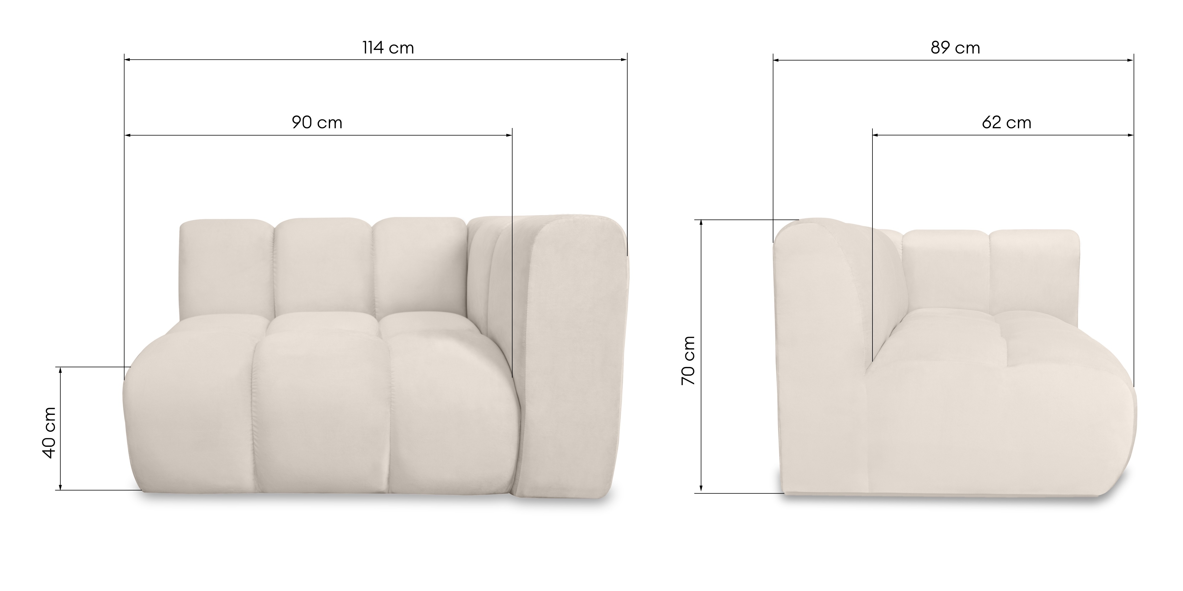 Element boczny do narożnika modułowego Modulo prawy