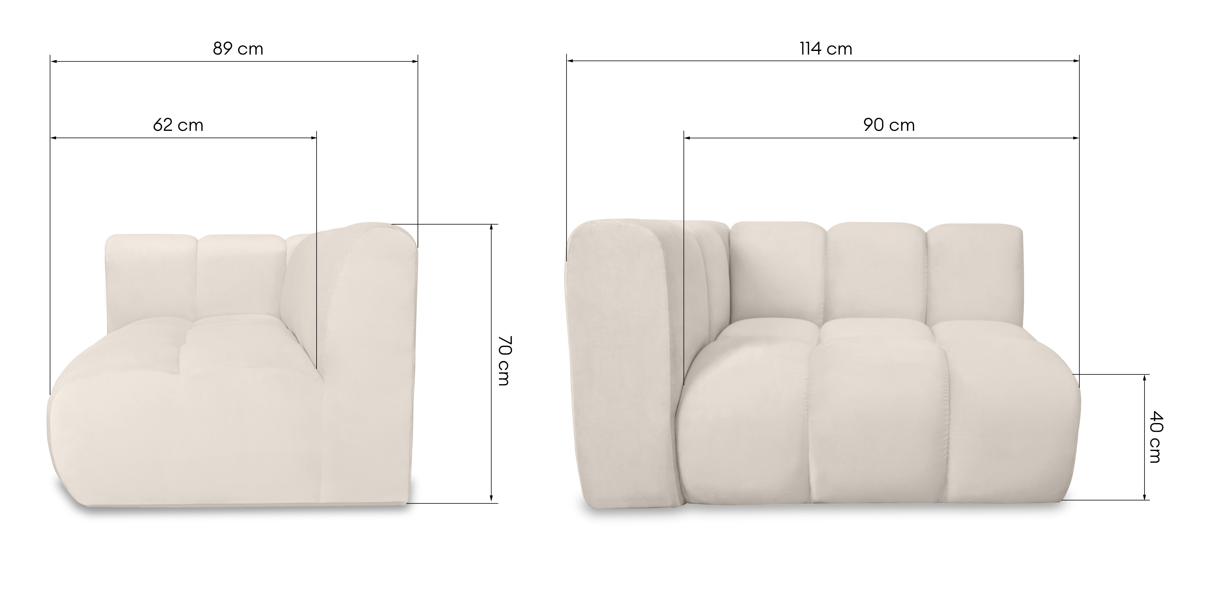 Element boczny do narożnika modułowego Modulo lewy