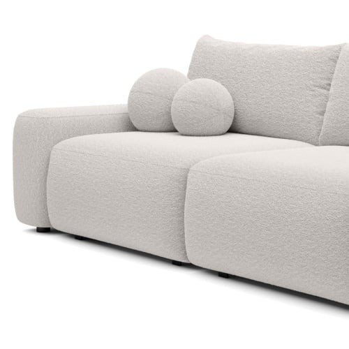 Sofa rozkładana Loop z pojemnikiem jasnobeżowa, boucle
