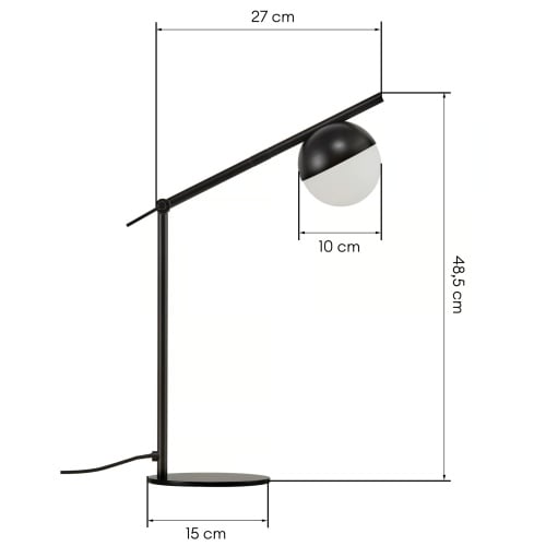 Lampa stołowa Contina metalowa, czarna