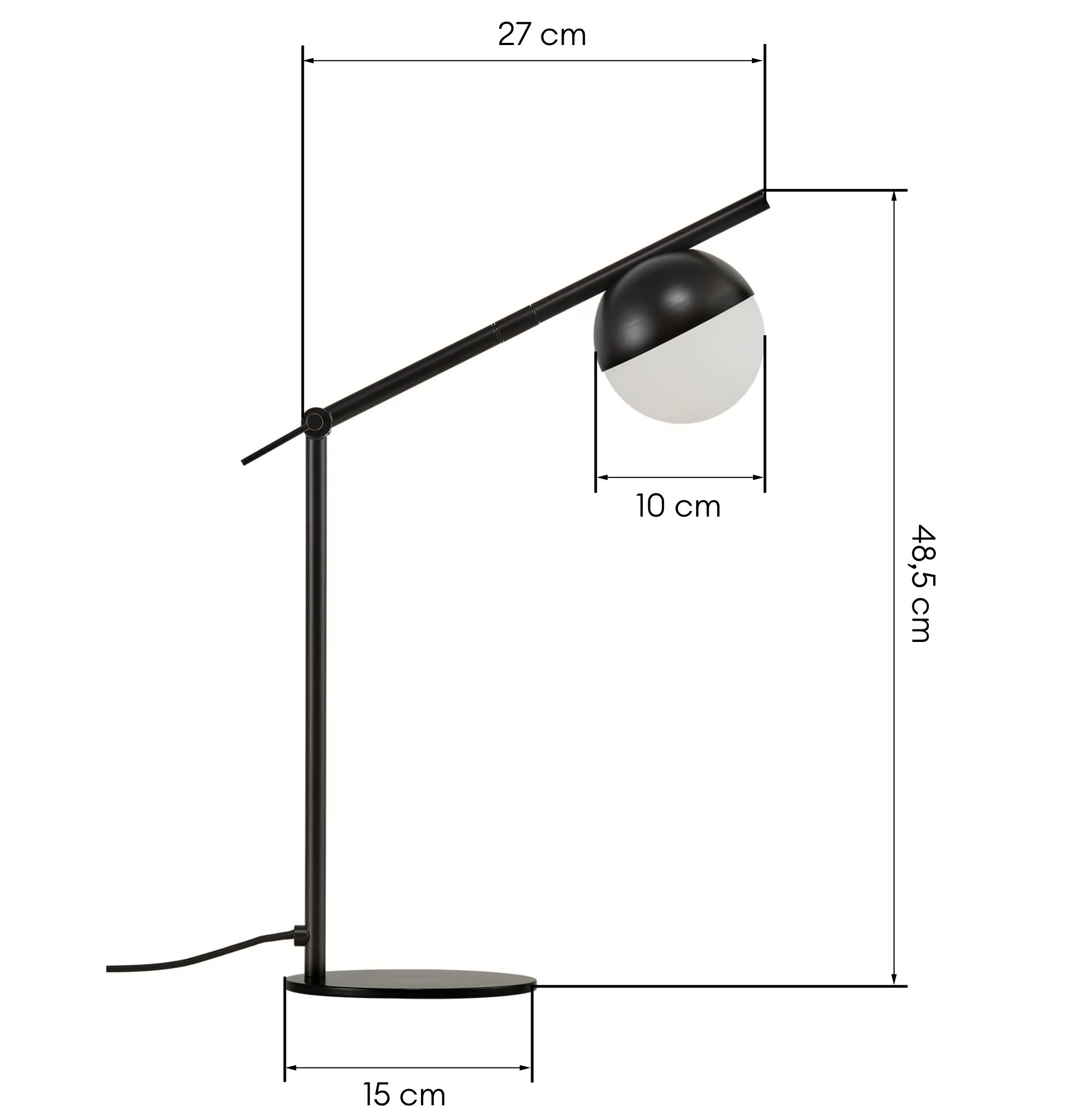 Lampa stołowa Contina metalowa, czarna