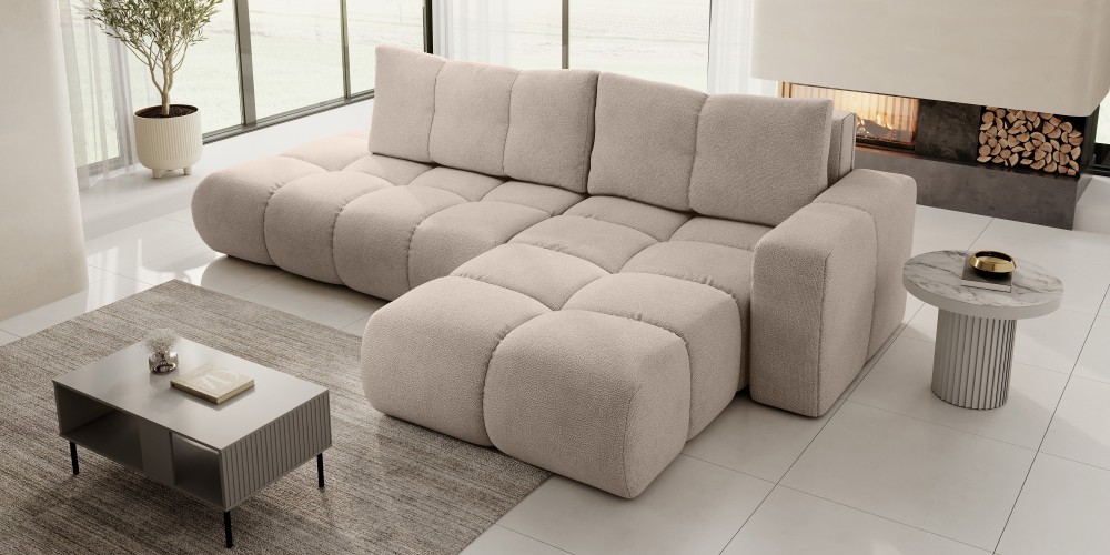 Narożnik rozkładany Soho z pojemnikiem, beżowy, prawy