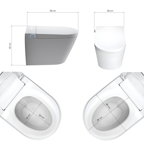 Inteligentna toaleta myjąca Alshi ze zbiornikiem, ceramiczna, biała