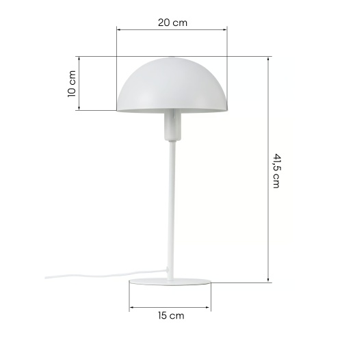 Lampa stołowa grzybek Ellen metalowa, biała