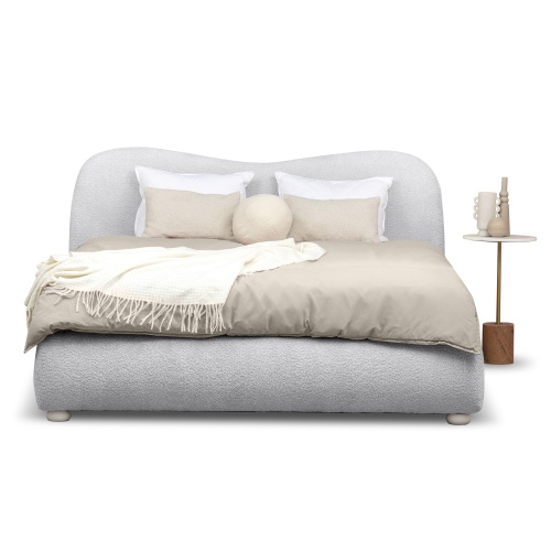 Łóżko tapicerowane Soft 140/160/180x200 cm jasnoszare, boucle