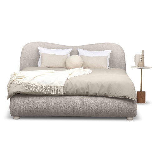 Łóżko tapicerowane Soft 140/160/180x200 cm jasnobeżowe, boucle