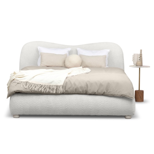 Łóżko tapicerowane Soft 140/160/180x200 cm białe, boucle