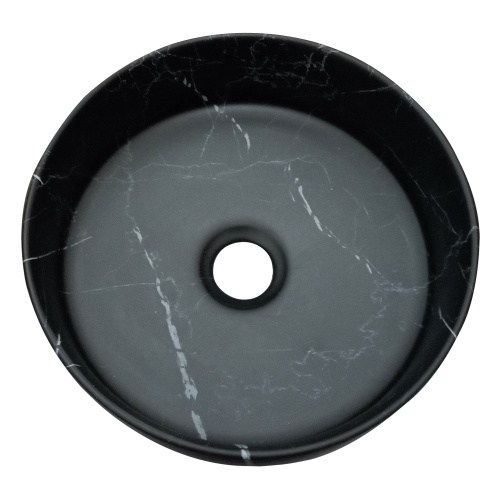 Umywalka nablatowa Stonella 30 cm, czarna, dekor marmuru