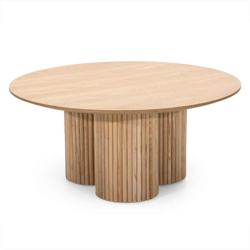 Okrągły stolik kawowy Vesby 100 cm, dąb naturalny, jesion, lamele