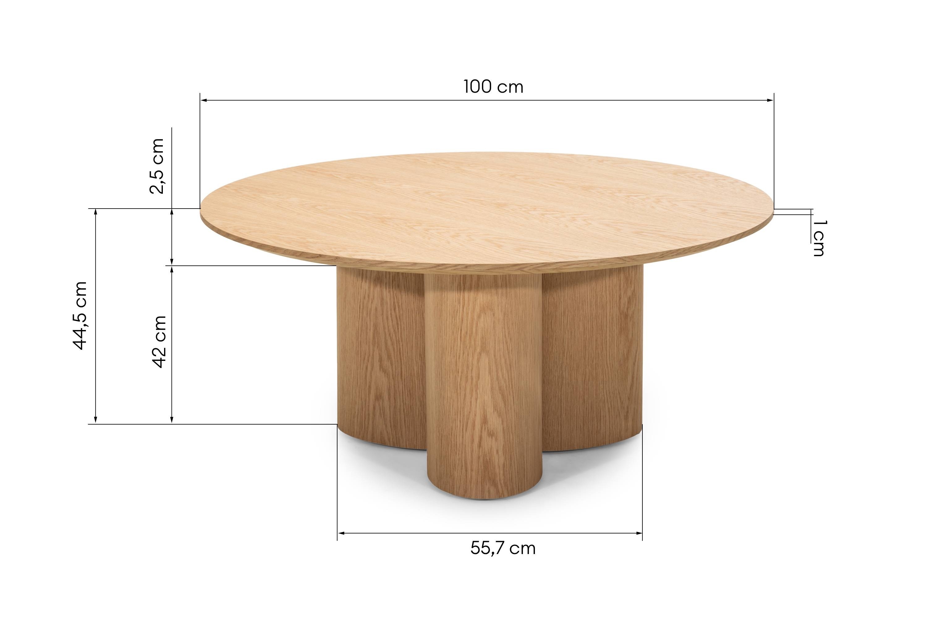 Okrągły stolik kawowy Torino 100 cm, dąb naturalny