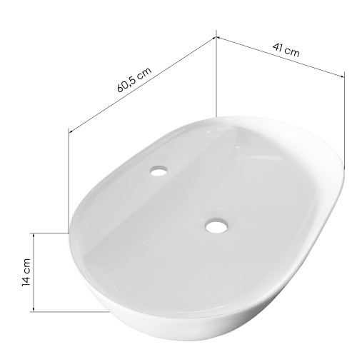 Umywalka nablatowa Astra 60,5 cm biała