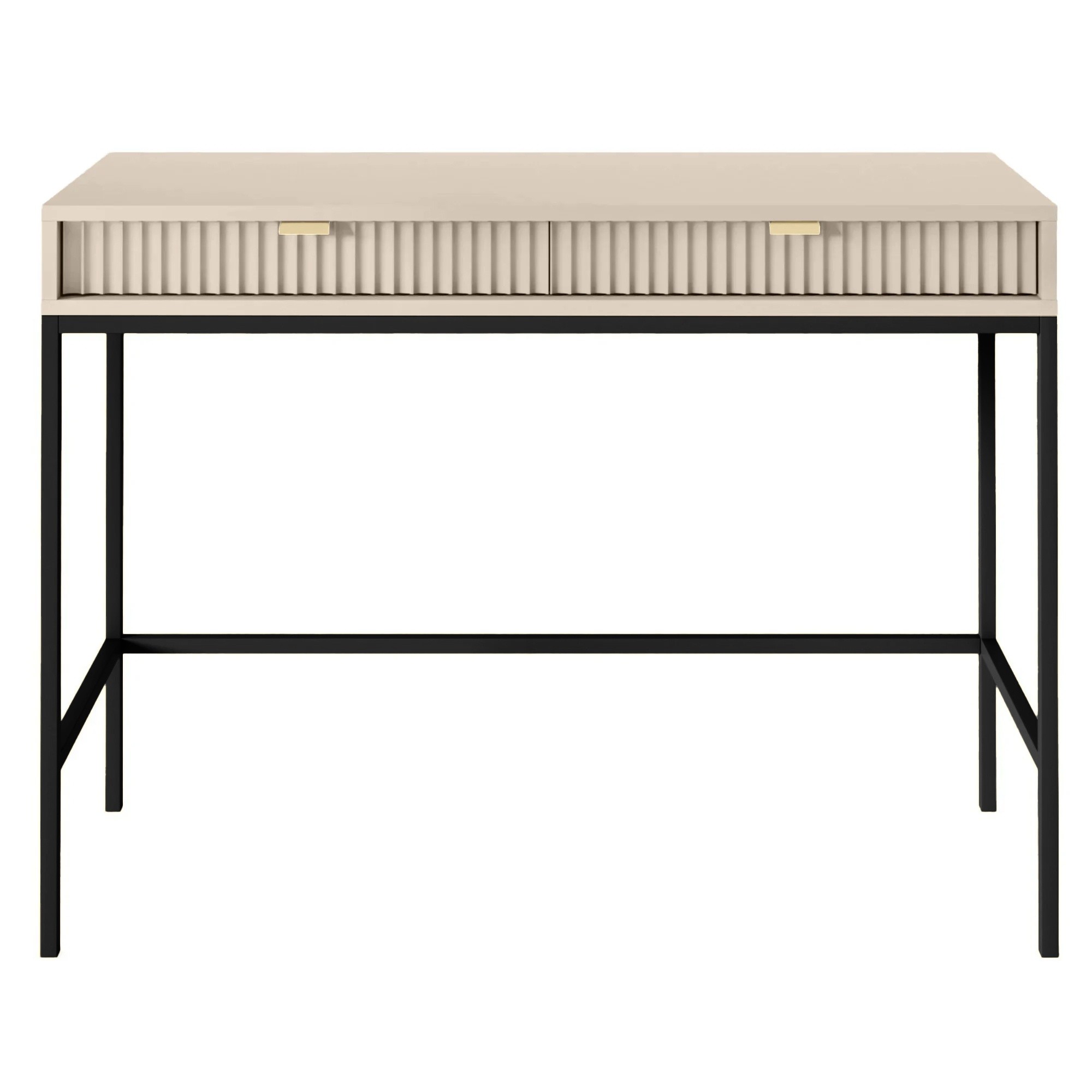 Toaletka z szufladami Nova Beige, beż piaskowy/czarne nogi