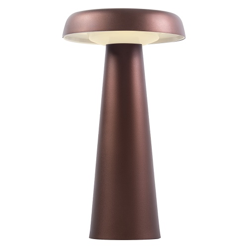 Lampa stołowa grzybek Arcello, bezprzewodowa, metalowa, brązowa/mosiądz