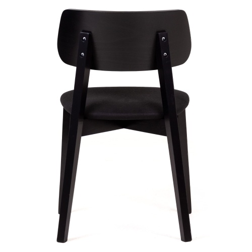 Krzesło drewniane do jadalni Sherris czarne, welurowe