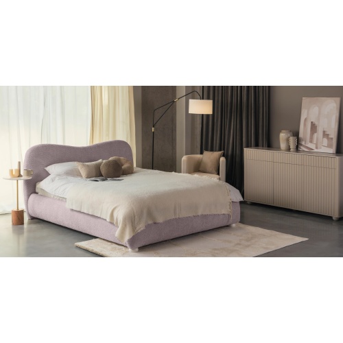 Łóżko tapicerowane Soft 140/160/180x200 cm różowe, boucle