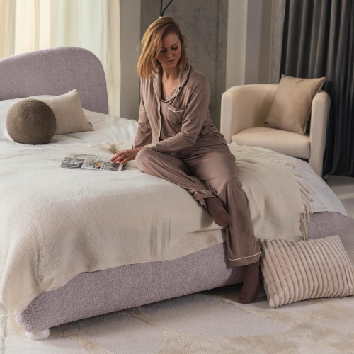 Łóżko tapicerowane Soft 140/160/180x200 cm różowe, boucle