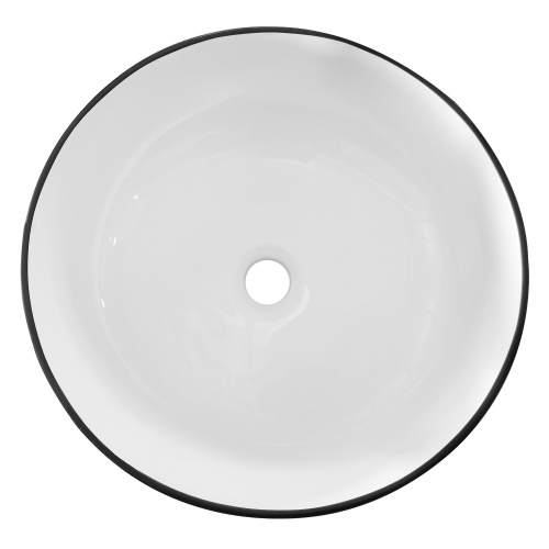 Umywalka nablatowa Stripy 41,5 cm biała z czarną krawędzą