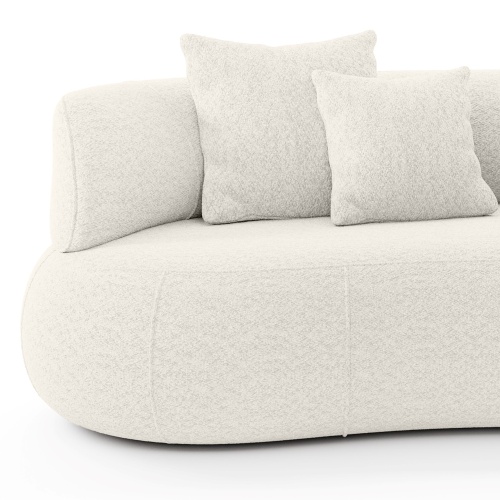 Sofa do salonu Elba biała, boucle, zaokrąglony kształt