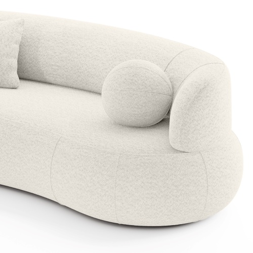 Sofa do salonu Elba biała, boucle, zaokrąglony kształt