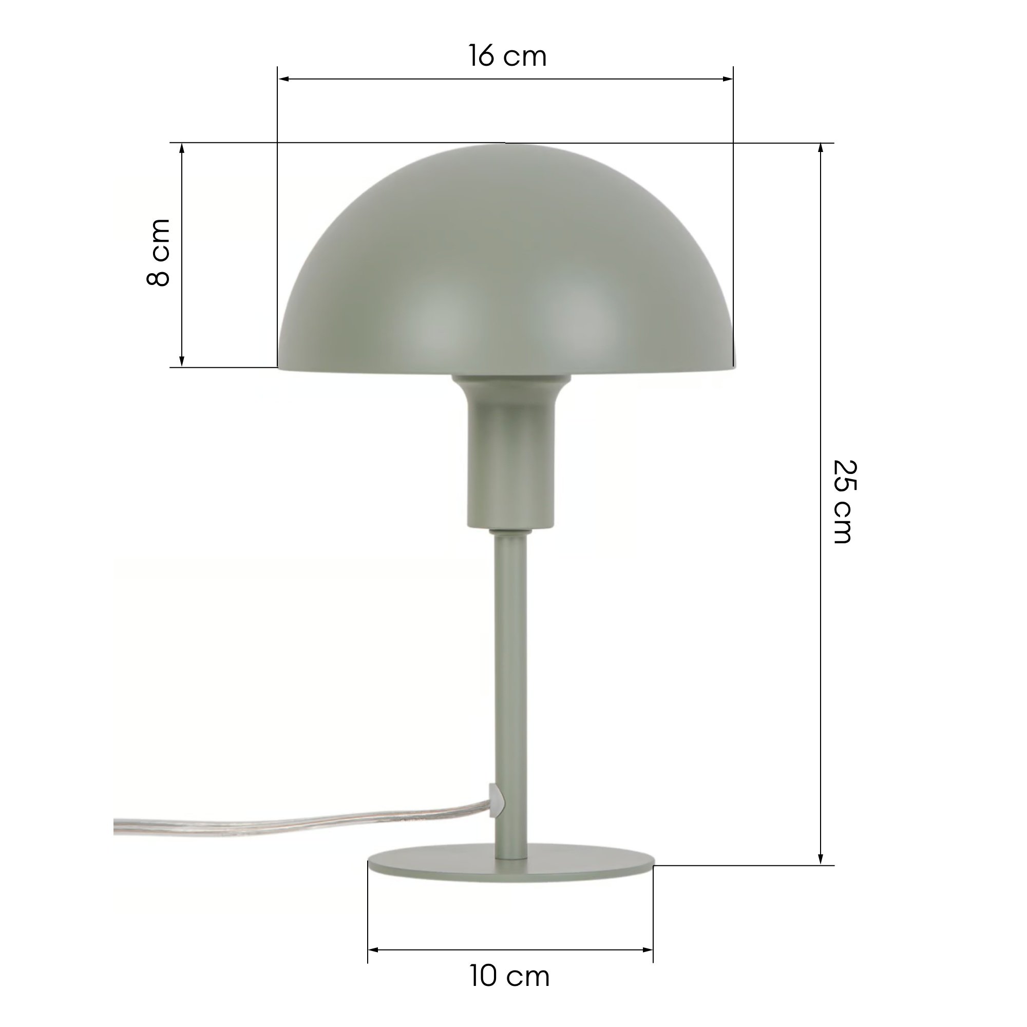 Lampa stołowa grzybek Ellen Mini metalowa, Dusty Green zielona