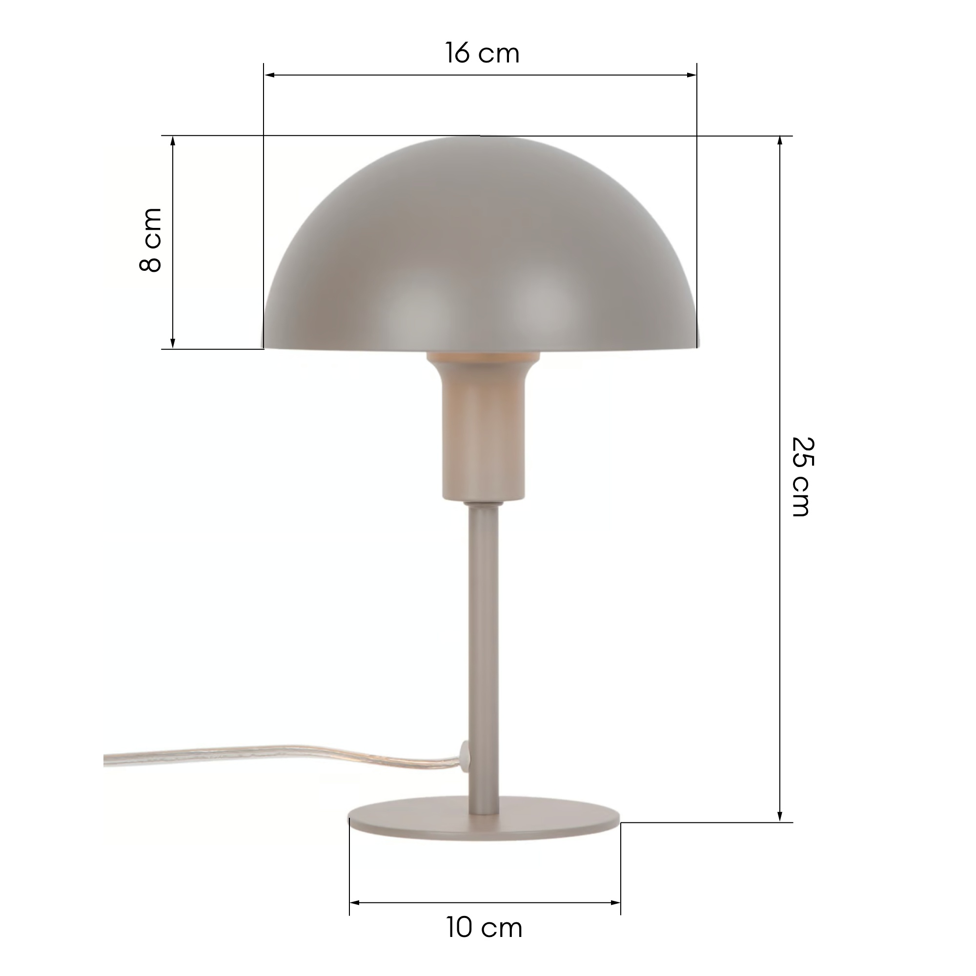 Lampa stołowa grzybek Ellen Mini metalowa, jasnobrązowa