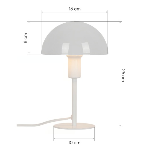 Lampa stołowa grzybek Ellen Mini metalowa, biała