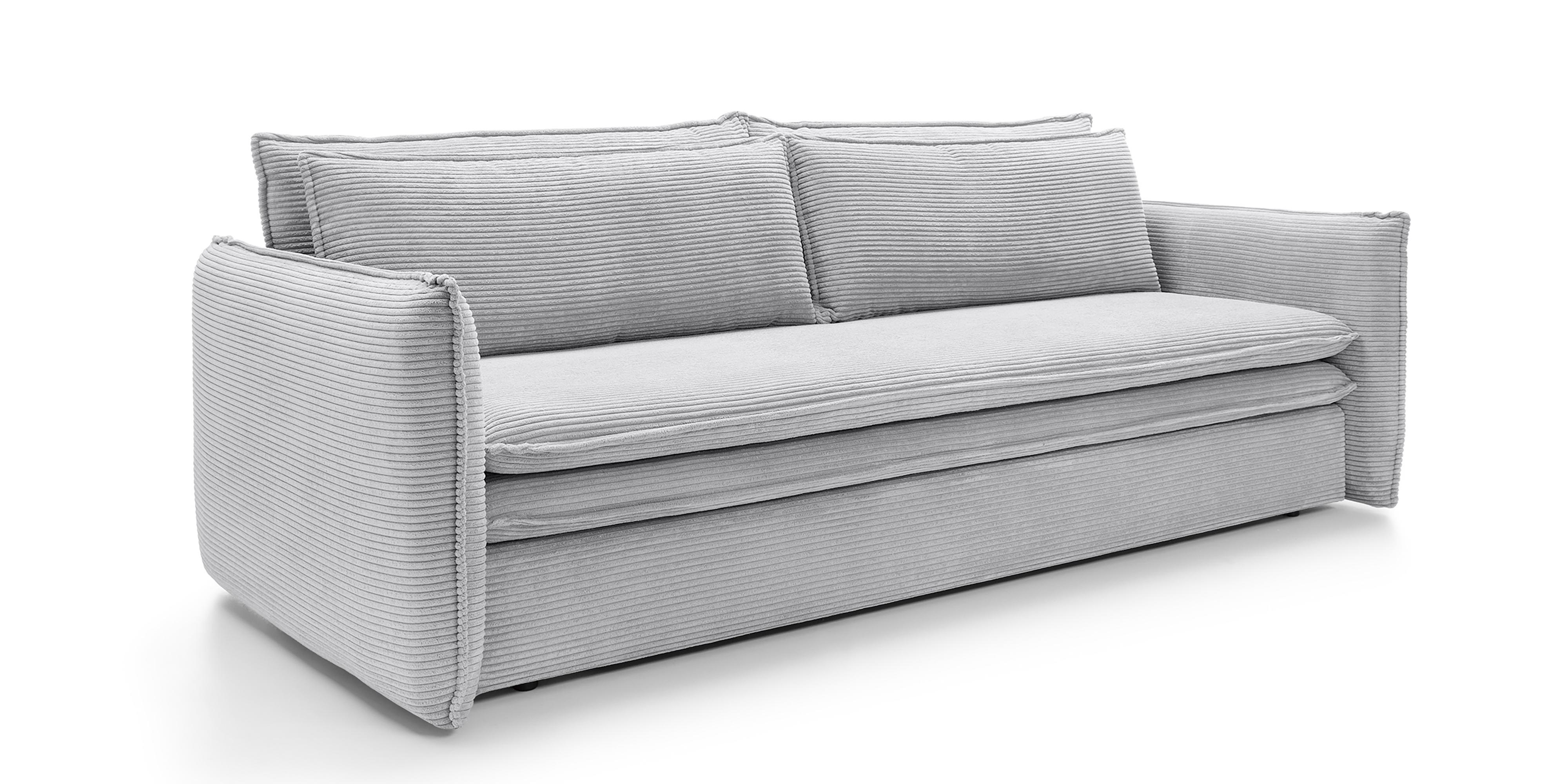 Sofa z funkcją spania i pojemnikiem Flow Slim, szara, sztruks