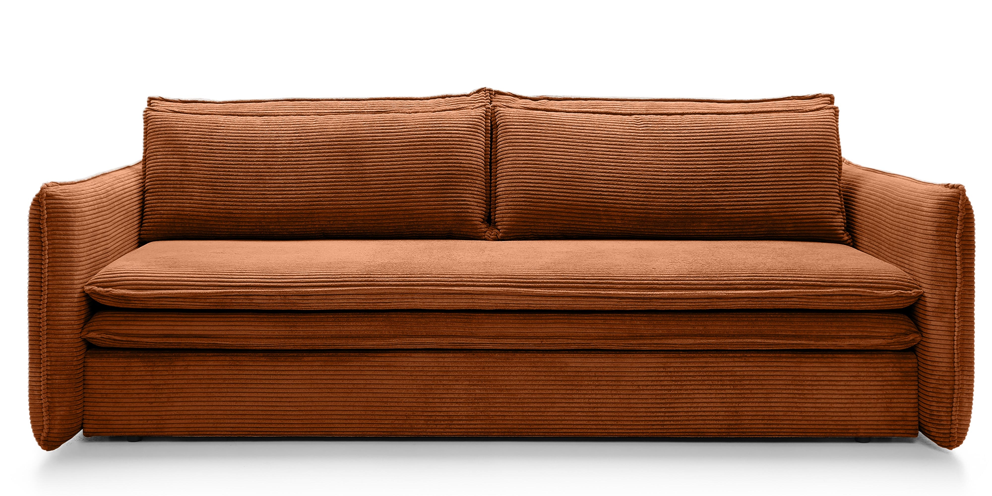 Sofa z funkcją spania i pojemnikiem Flow Slim, miedziana, sztruks