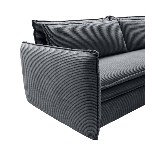 Sofa z funkcją spania i pojemnikiem Flow Slim, ciemnoszara, sztruks