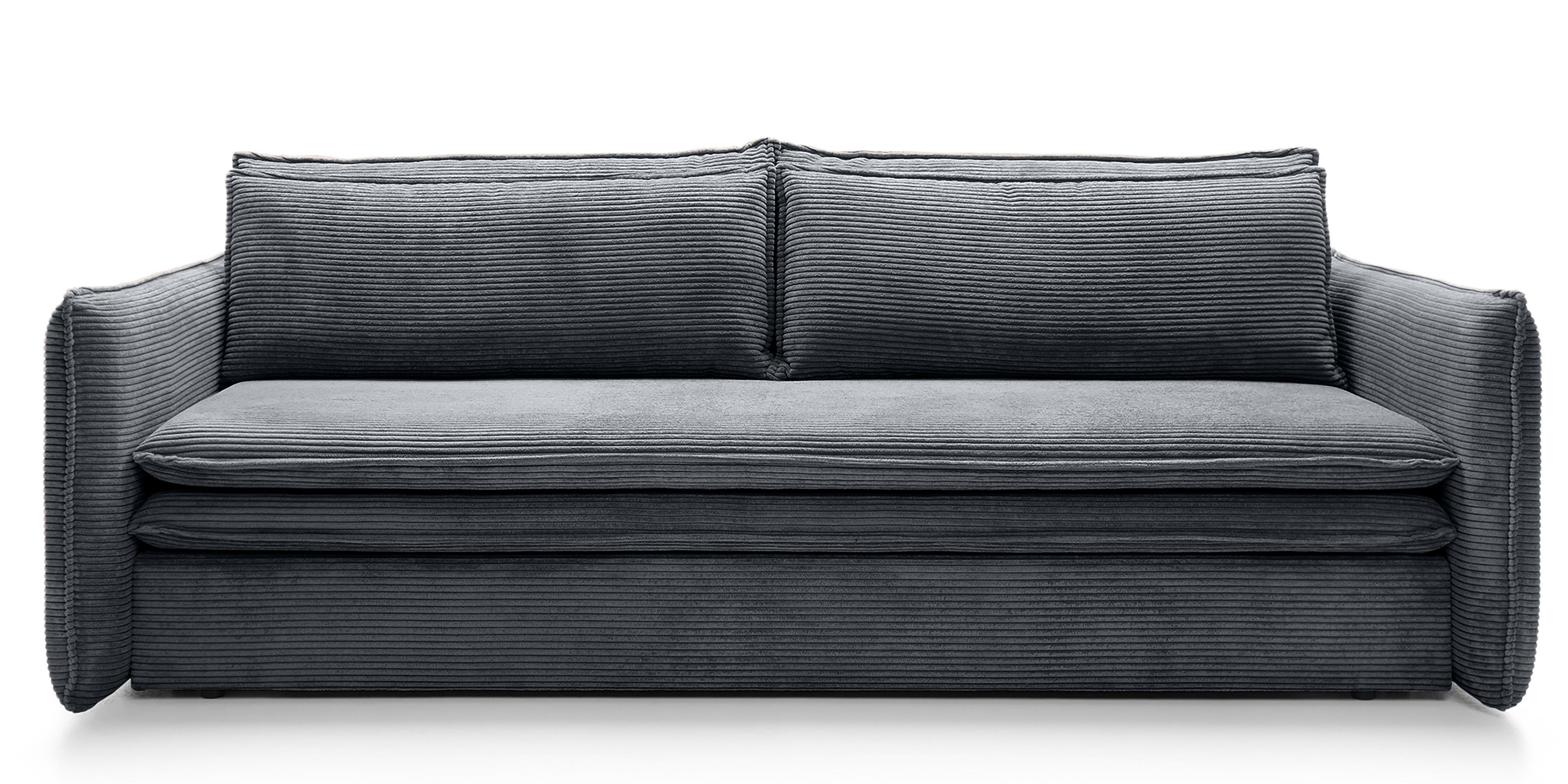 Sofa z funkcją spania i pojemnikiem Flow Slim, ciemnoszara, sztruks