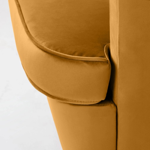 Fotel uszak wypoczynkowy Emil żółty welurowy nóżki wenge