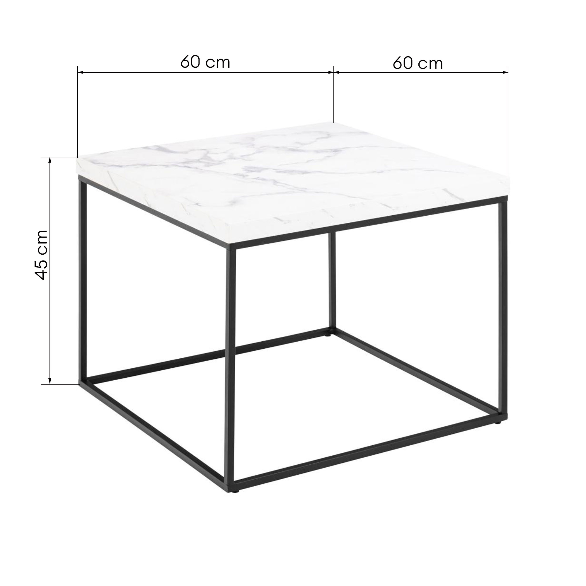 Stolik kawowy Barossa 60 cm, marmurowy, biały