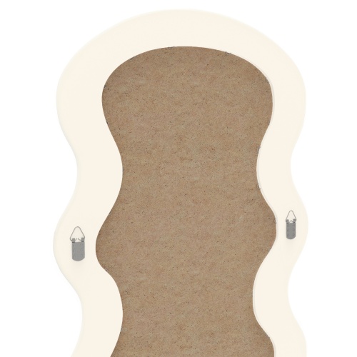 Dekoracyjne lustro wiszące w drewnianej ramie Vale 177x75 cm, organiczny kształt, kremowe