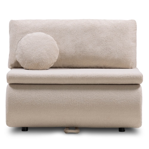 Sofa z funkcją spania i pojemnikiem Mido jasnobeżowa, boucle
