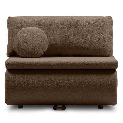 Sofa z funkcją spania i pojemnikiem Mido brązowa, boucle