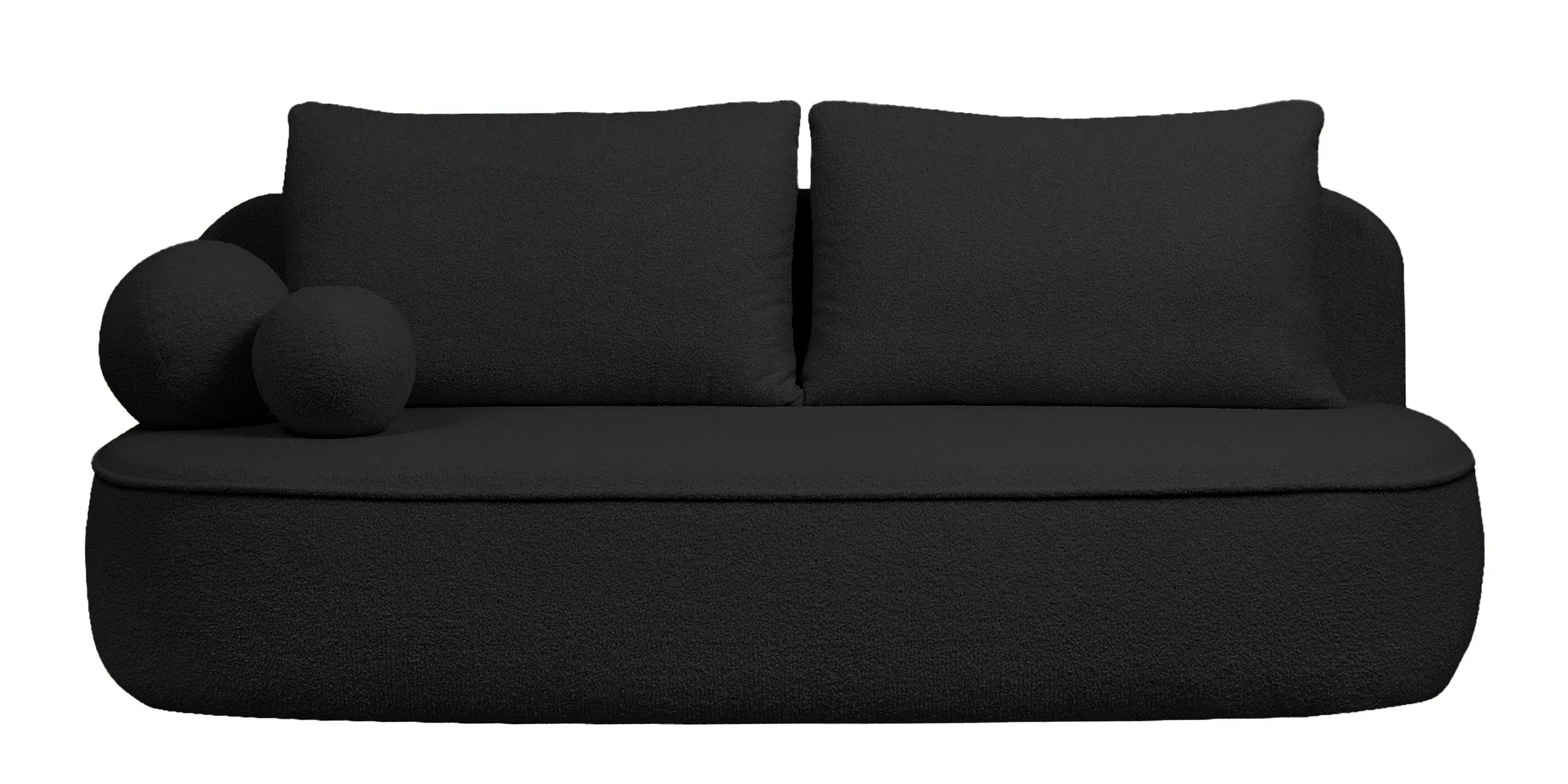 Sofa z funkcją spania i pojemnikiem Bella czarna, boucle