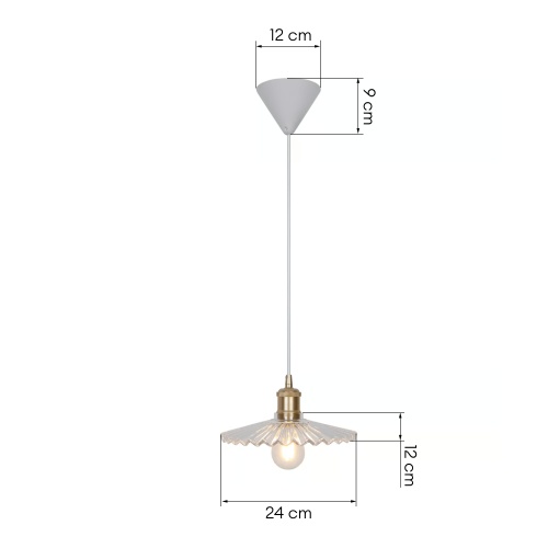 Lampa wisząca Torina szklana, ryflowana