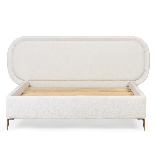 Łóżko tapicerowane Blanca 160x200 białe - boucle - stelaż drewniany