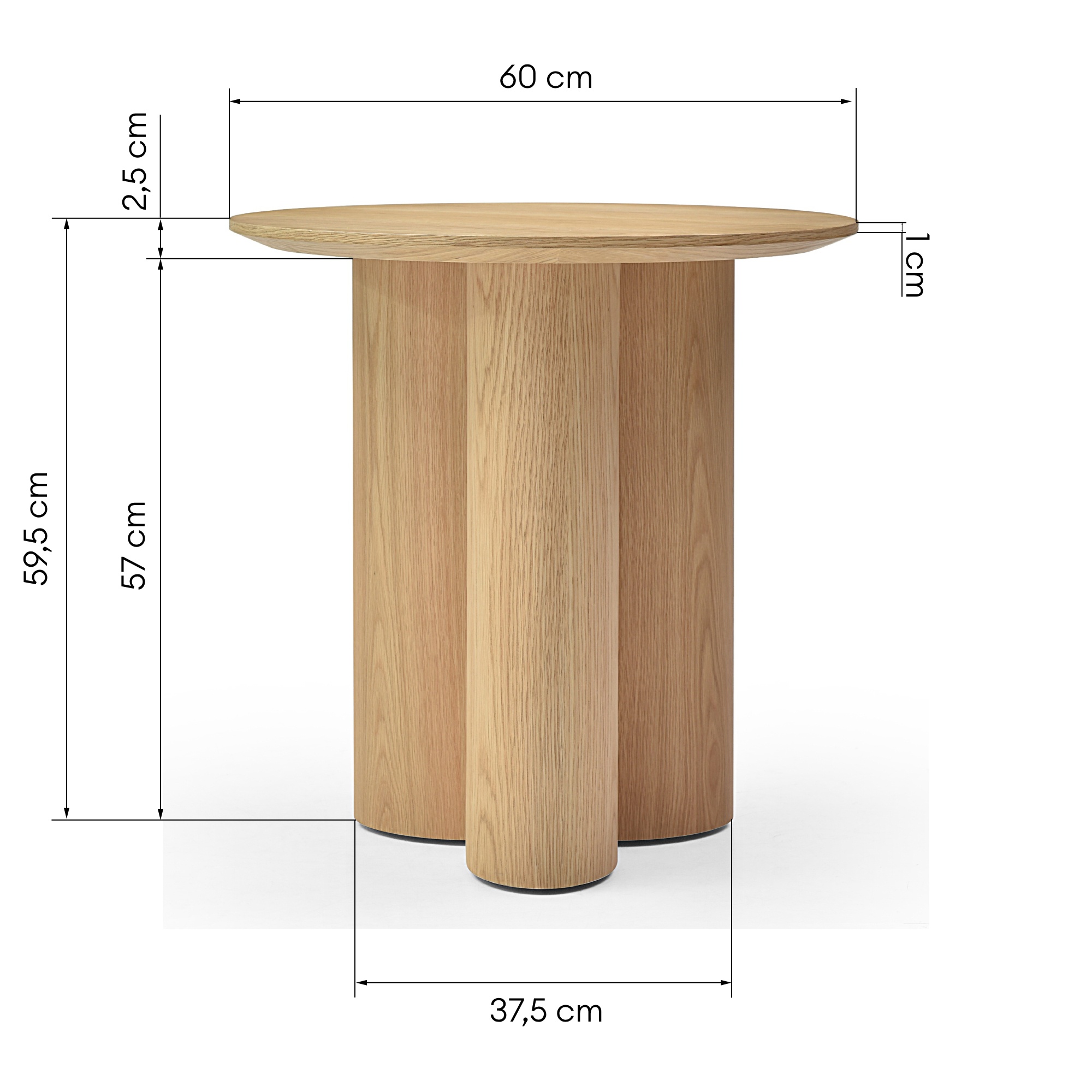 Okrągły stolik boczny Falun 60 cm, dąb