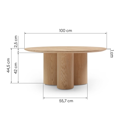 Okrągły stolik kawowy Torino 100 cm, dąb