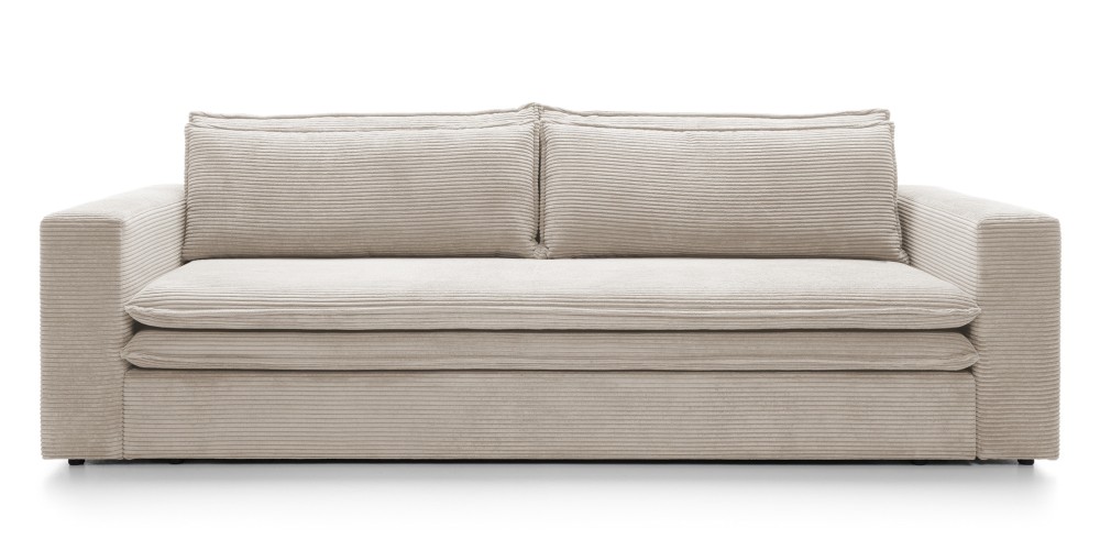 Sofa z funkcją spania i pojemnikiem Tilia, jasnobeżowa, sztruks