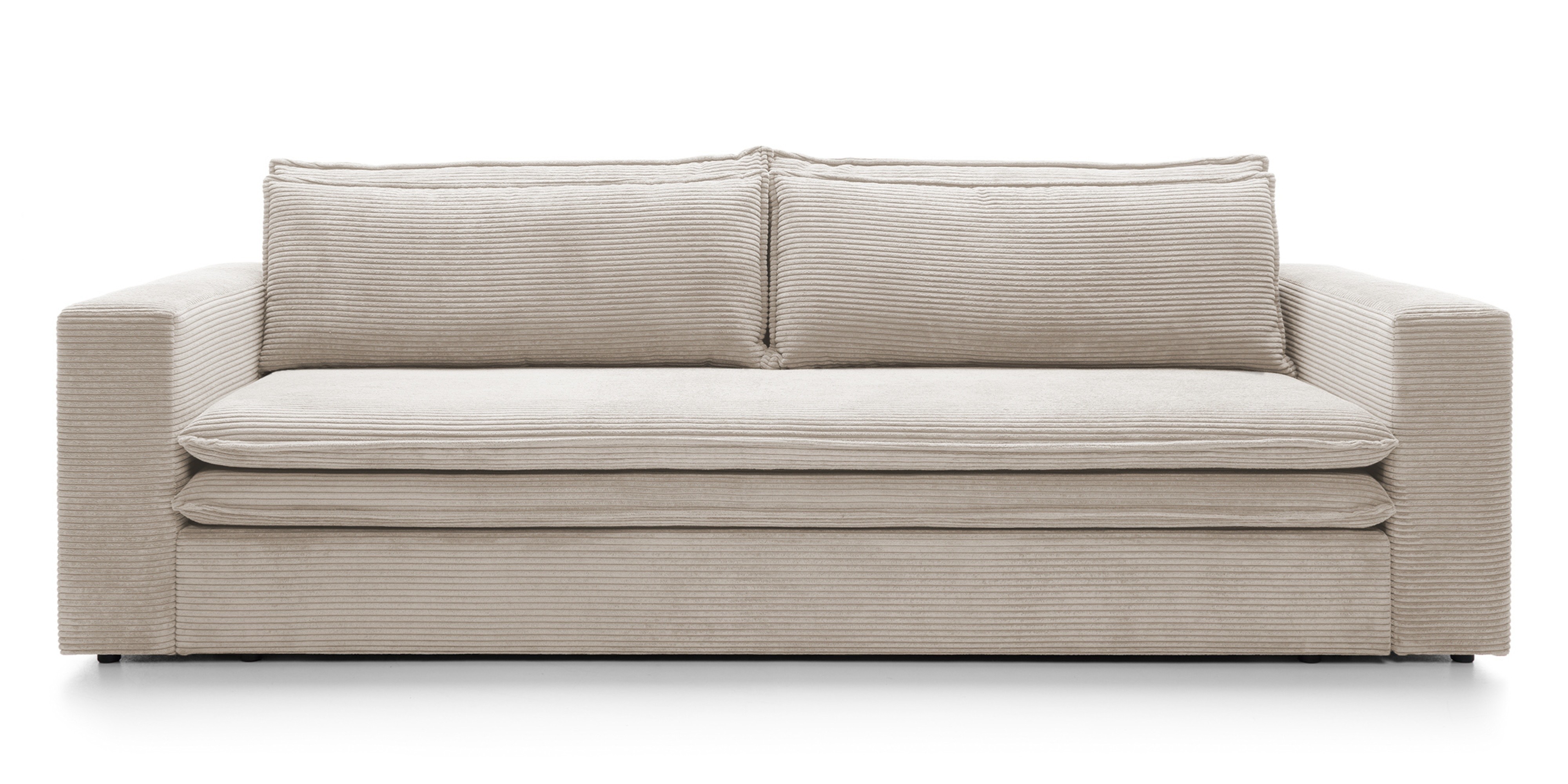 Sofa z funkcją spania i pojemnikiem Tilia, jasnobeżowa, sztruks
