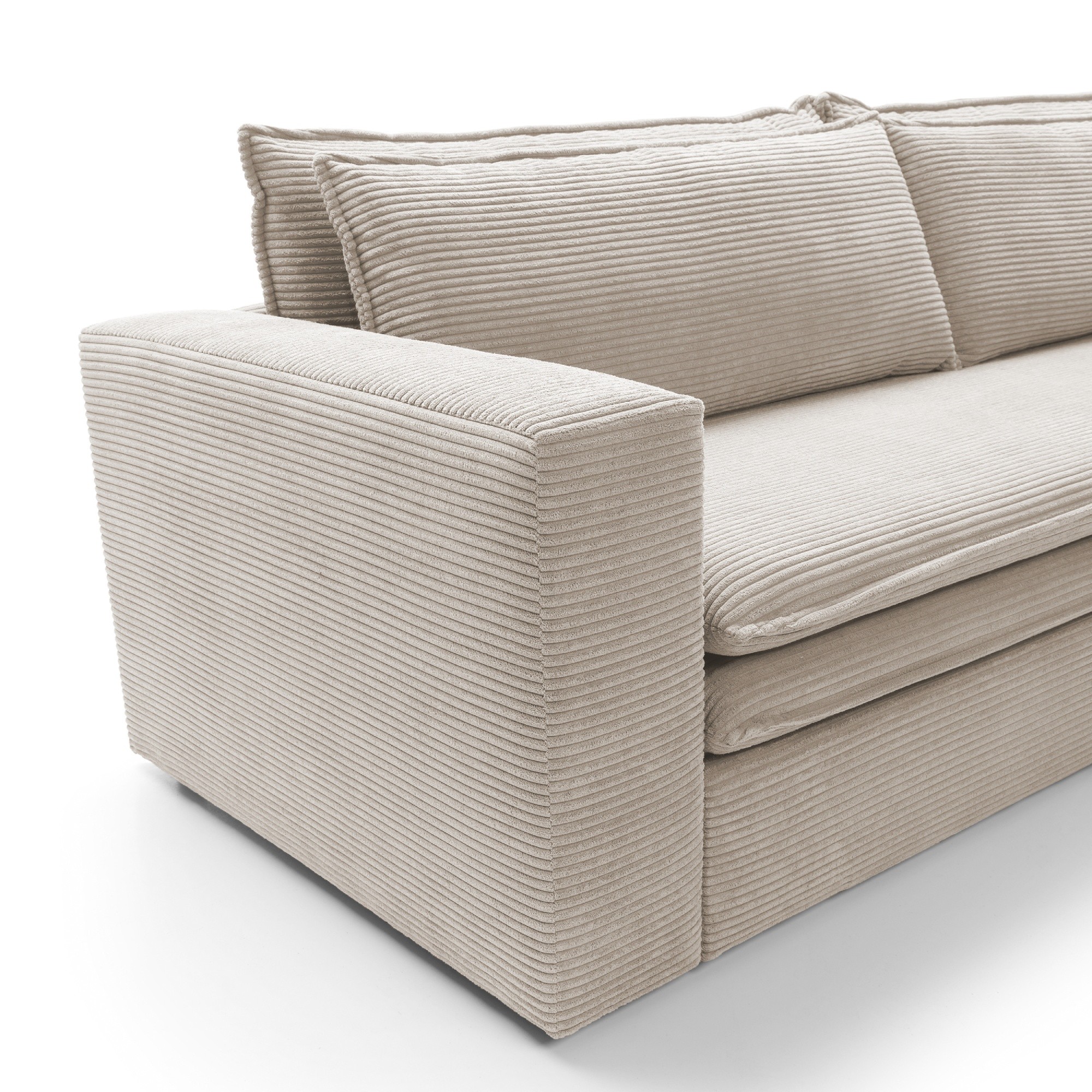 Sofa z funkcją spania i pojemnikiem Tilia, jasnobeżowa, sztruks
