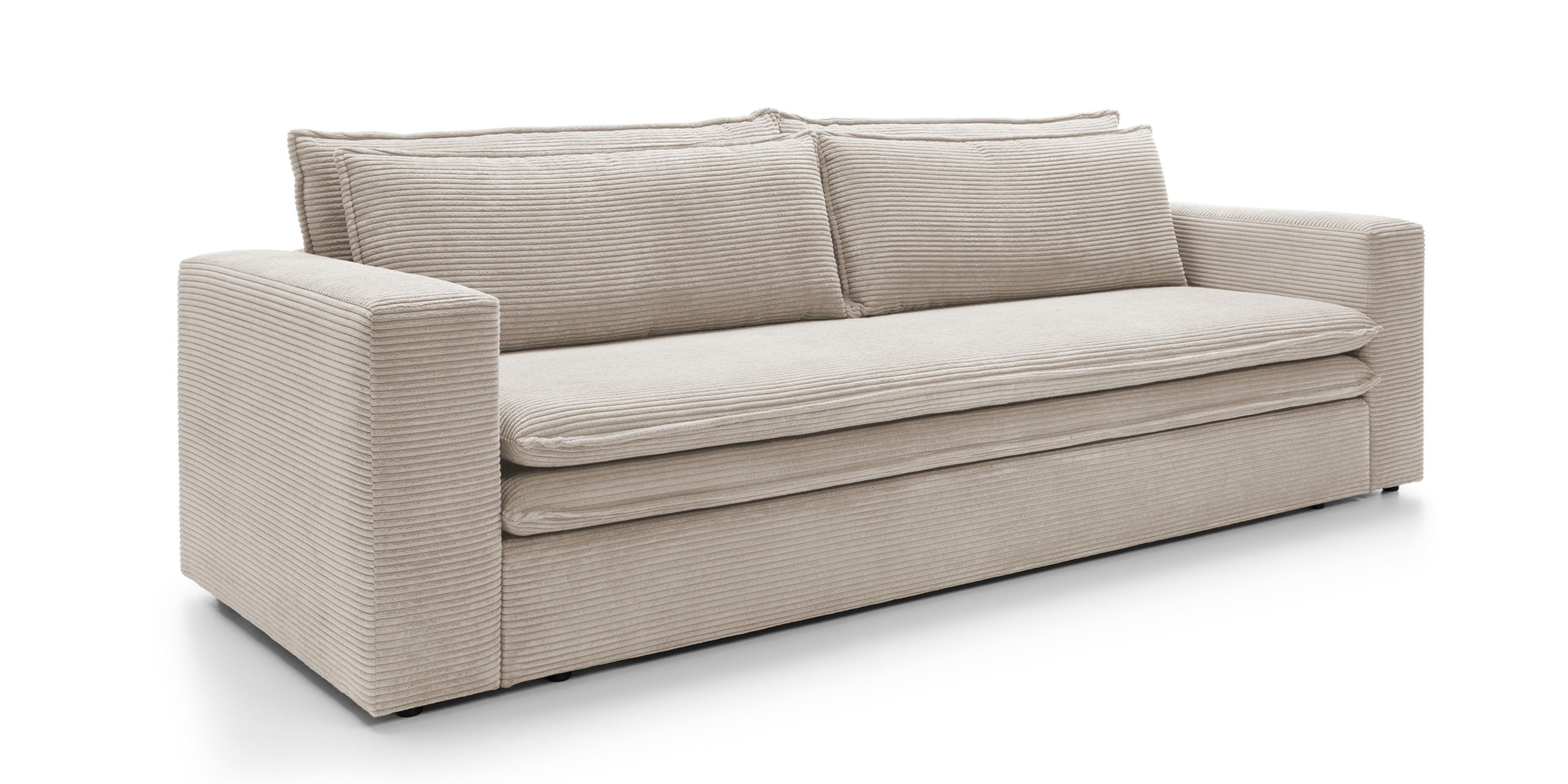 Sofa z funkcją spania i pojemnikiem Tilia, jasnobeżowa, sztruks