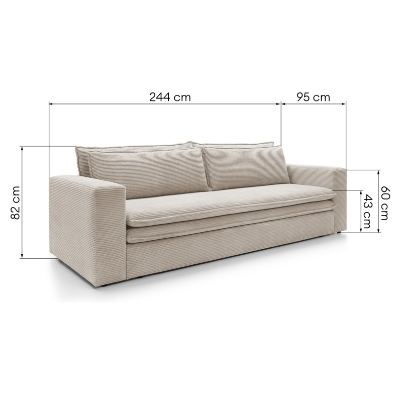 Sofa z funkcją spania i pojemnikiem Tilia, jasnobeżowa, sztruks