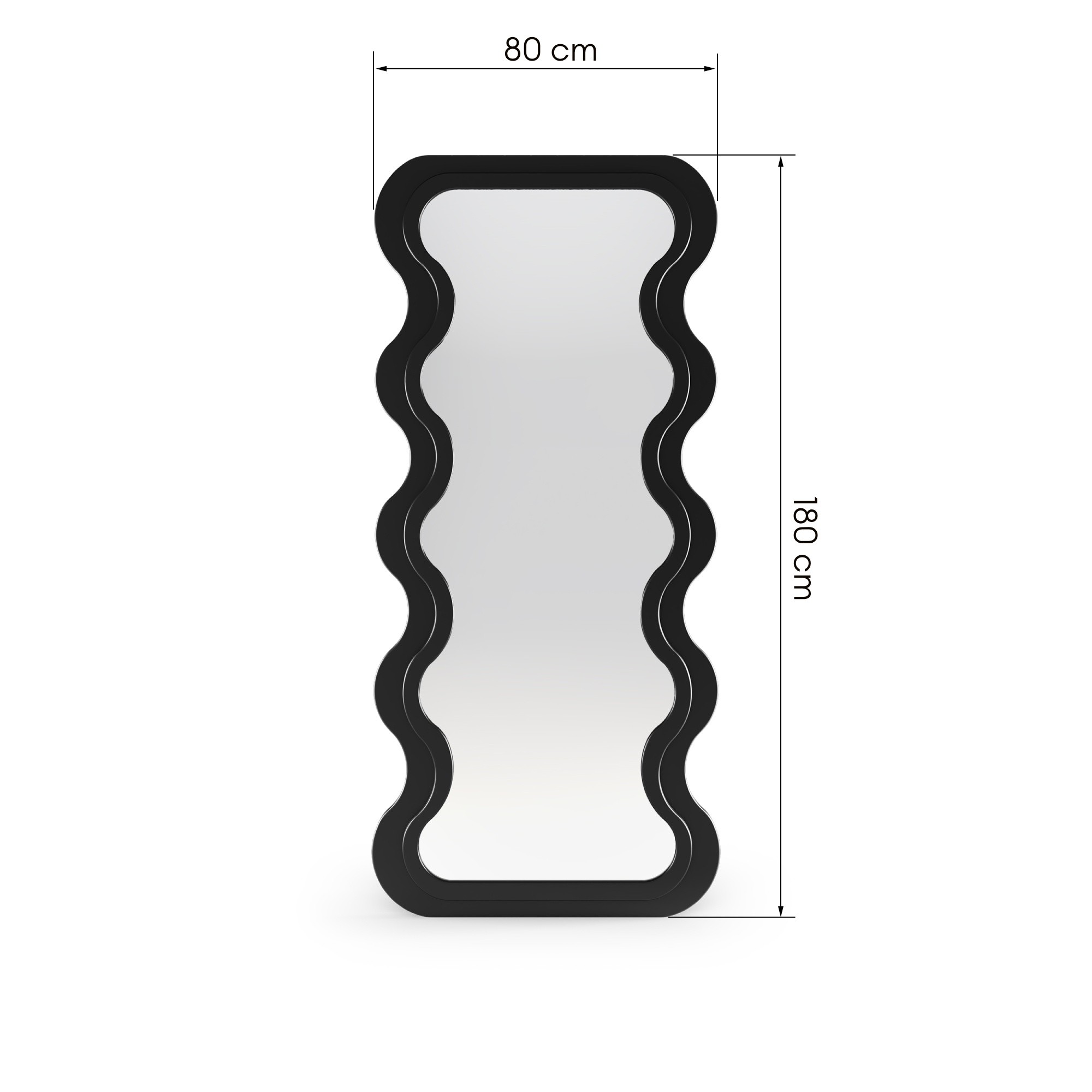 Dekoracyjne lustro wiszące w drewnianej ramie Vogue  180x80 cm, organiczny kształt, czarne