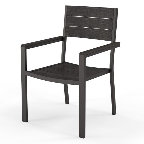 Zestaw ogrodowy Rillo stół 150 cm + 6 krzeseł, aluminiowy, czarny, polywood