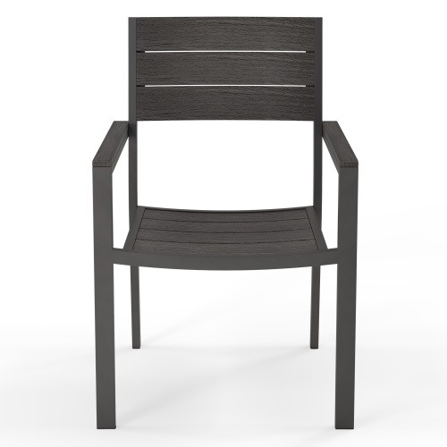 Zestaw ogrodowy Rillo stół 150 cm + 6 krzeseł, aluminiowy, czarny, polywood